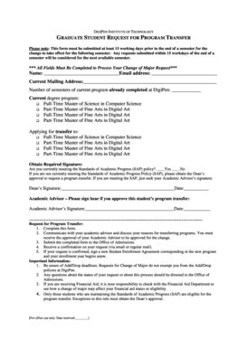 Fillable Online Digipen Graduate Student Request For Program Transfer