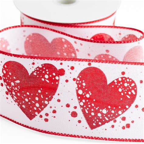 2 1 2 Valentine Hearts Wired Edge Ribbon Valentine S Day Holiday