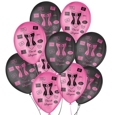 Bal O De Festa Decorado Ch De Lingerie Preto E Rosa Cm Unidades Shopee Brasil