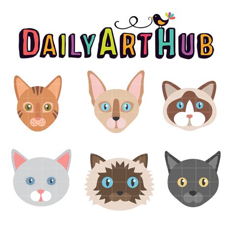 Cute Cats Faces Clip Art Set – Daily Art Hub // Graphics, Alphabets & SVG