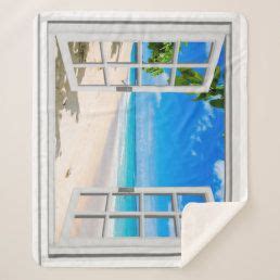 Fake Window With Tropical Beach Ocean View Poster Zazzle Fake