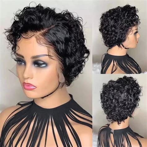 Hair Wigs For Women Women Black Brazilian Short Wavy Curly Parting High