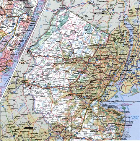 New Jersey state highway map with truck routes area roads map trucker