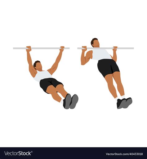 Man Doing Inverted Rows Reverse Pull Ups Exercise Vector Image