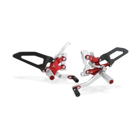 Adjustable Cnc Racing Rear Sets Silver Red Pramac Edition Ducati