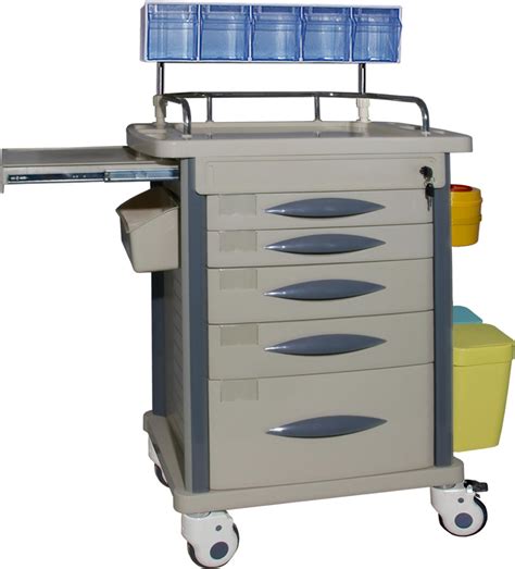 Multifunctional ABS Medical Nurse Anesthesia Trolley Cart With Wheels