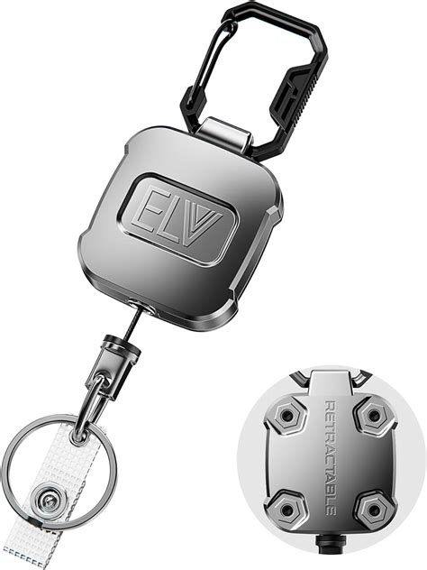 ELV Retractable ID Badge Holder Heavy Duty Tactical Metal Retractable