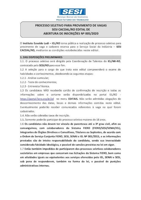 Pdf Processo Seletivo Para Provimento De Vagas O Processo