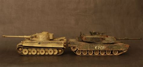 1/35 Abrams M1A1 vs Tiger 1: one I made 20y ago and weathered now, and ...