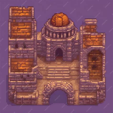 Pixel art castle with a dome perfect for retro gaming enthusiasts