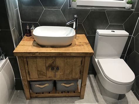 Rustic Chunky Solid Wood Bathroom Washstand Vanity Sink Unit Etsy UK