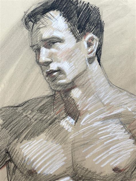 Mark Beard MB 079 Contemporary Life Drawing Of Male Nude By Mark