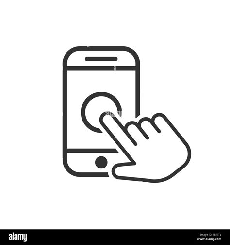 Hand Touch Smartphone Icon In Flat Style Phone Finger Vector