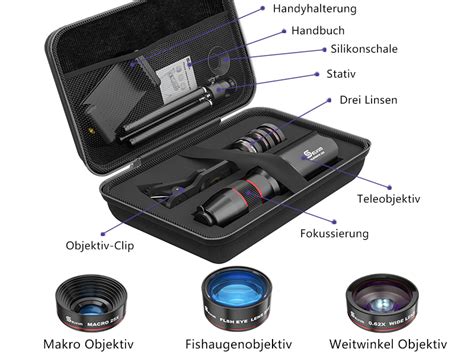 Selvim Handy Objektiv Linse Kit Lens Set 22X Teleobjektiv 25X Makro