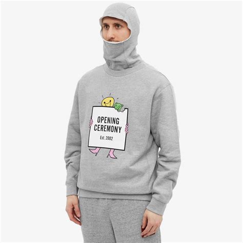 Opening Ceremony Light Bulb Box Logo Popover Hoodie Grey Melange End