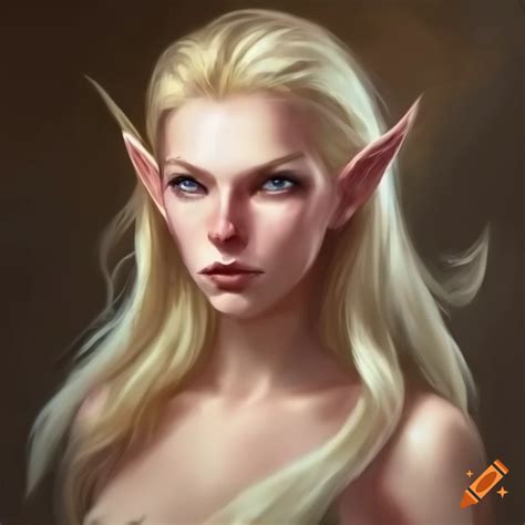 Illustration Of A Blonde Haired Female Elf With Grey Eyes On Craiyon