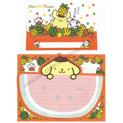 Ano 1999 Conjunto De Papel De Carta Pompompurin Watermelon Vintage