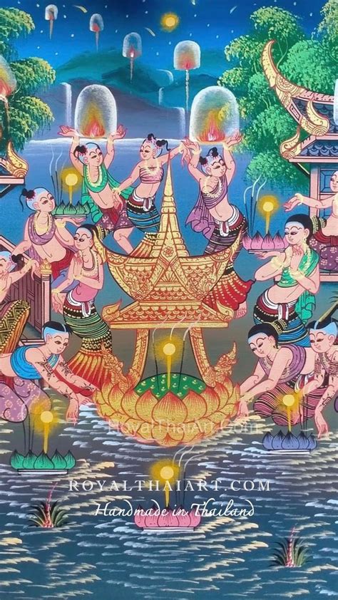 Folk Art Oriental Canvas Paintings From Thailand L Thai Art For Sale Online Artofit