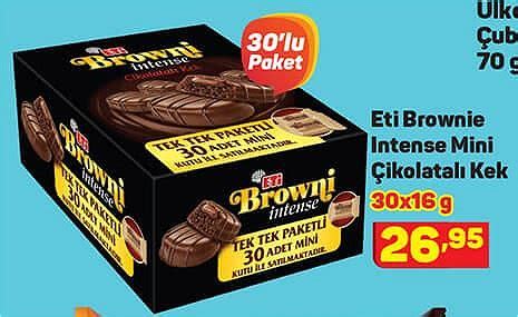 Eti Brownie Intense Mini Çikolatalı Kek 30x16 g İndirimde Market