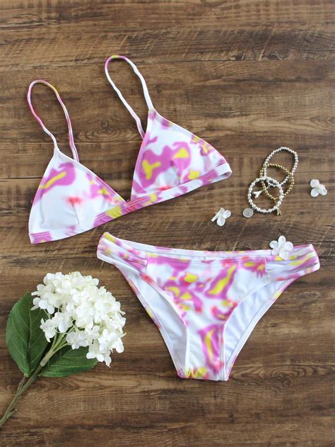 Water Color Triangle Bikini Set Shein Sheinside