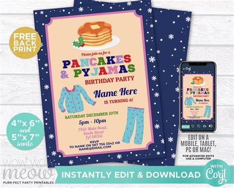 Christmas Pancakes And Pyjamas Pajamas Party Birthday Holidays Etsy