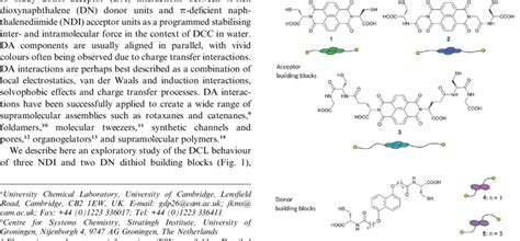 Structures Of NDI Acceptor 1 3 And DN Donor 4 And 5 Dithiol