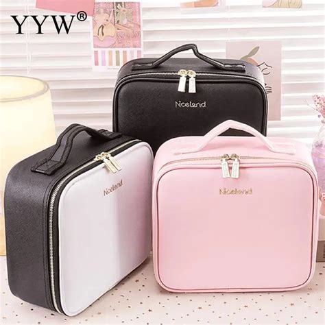 Matte Pu Leather Clapboard Cosmetic Bag Professional Women Square