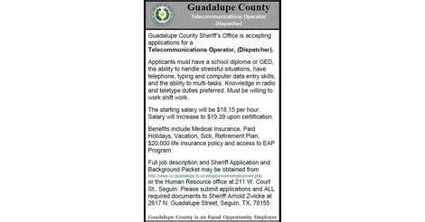 Guadalupe County Sheriff's Office Hiring - Dispatcher (04/14/2021) - Press Releases - Guadalupe ...