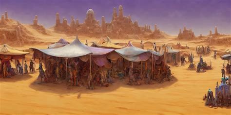 Colored Merchant Tents At A Sprawling Temple City Of Stable Diffusion