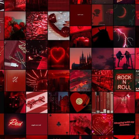 Boujee Red Aesthetic Wall Collage Kit Neon Red Wall Collage Etsy Finland