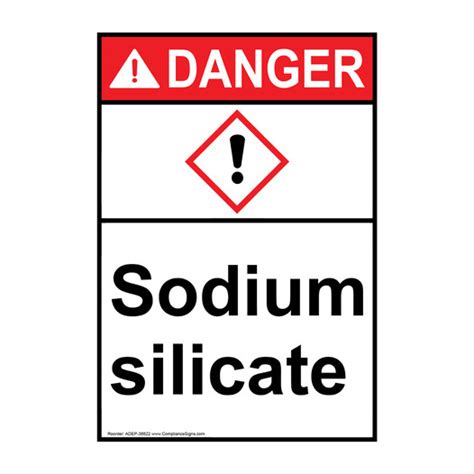 Vertical Sodium Silicate Sign With Symbol Ansi Ghs Danger Hot Sex Picture