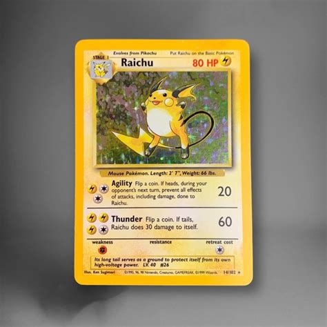 Pokemon Toys Pokmon Tcg Raichu Base Set 412 Holo Unlimited Rare Lp