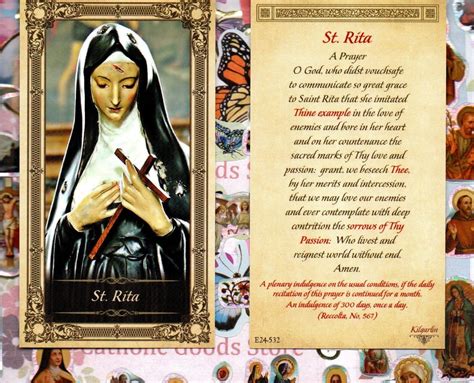 Saint St Rita With Prayer To St Rita Paperstock Holy Card Ebay