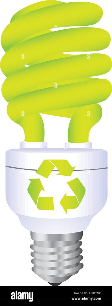 Color Silhouette With Spiral Fluorescent Lamp With Recycling Symbol