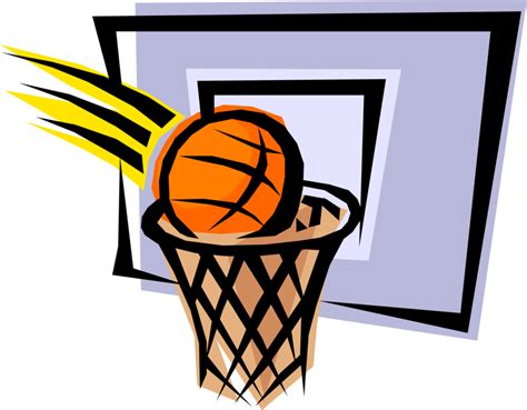 Vector Illustration Of Sport Of Basketball Ball Goes Basketball Hoop