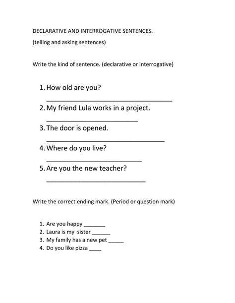 Declarative And Interrogative Sentences Worksheet Live Worksheets Worksheets Library