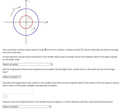 Solved Two Concentric Circular Current Loops Of Radii R And R Lie In