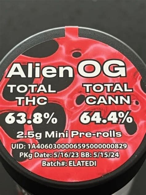 Alien Og Infused 5pack Prerolls Elate Enterprises