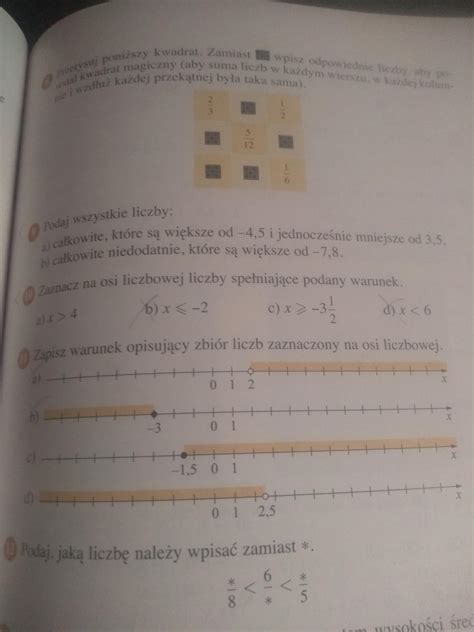 Zaznacz Na Osi Liczbowej Liczby Spe Niaj Ce Dany Warunek Brainly Pl