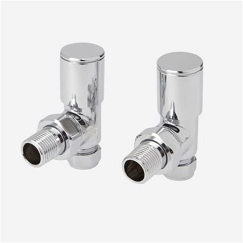 Goodhome Gloss Chrome Effect Angled Manual Radiator Valve And Lockshield X ½ Dia 15mm Tradepoint