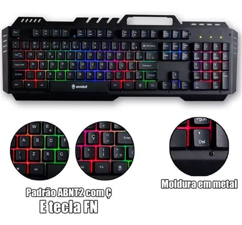 Teclado Gamer Evolut Gamer Gamer Teclado Semi Mec Nico Moldura Em