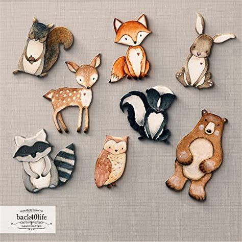 Forest Critters Painted Wooden Animal Cutout Shapes Large