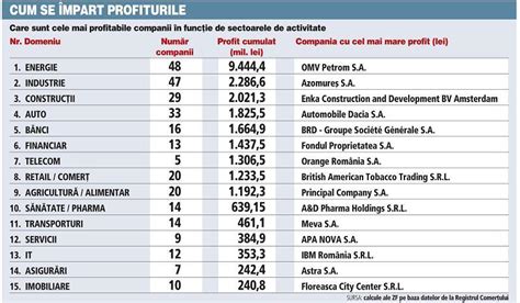 Cele Mai Profitabile Companii Din Energie Industrie I Construc Ii Au