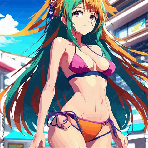 Anime Girl In Bikini Vector Illustration Ai Generated Stock Vector Adobe Stock