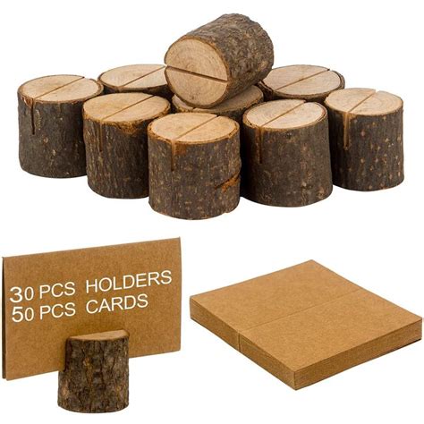 LepoHome Wood Place Card Holders 30Pcs Rustic Wooden Table Number