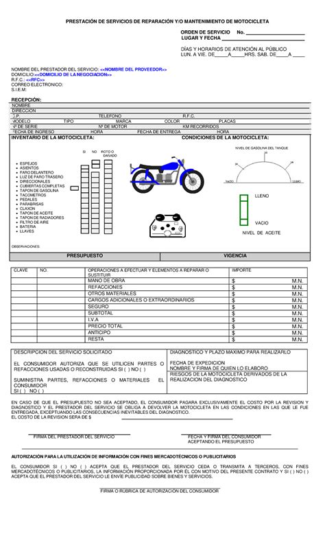 Reparacion DE Motos Profeco PRESTACI ÓN DE SERVICIOS DE REPARACI ÓN Y