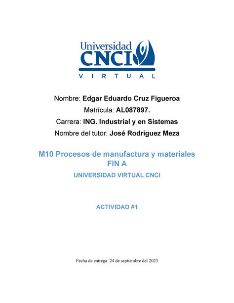 Actividad Edgar Eduardo Cruz Figueroa M Procesos De Manufactura Y