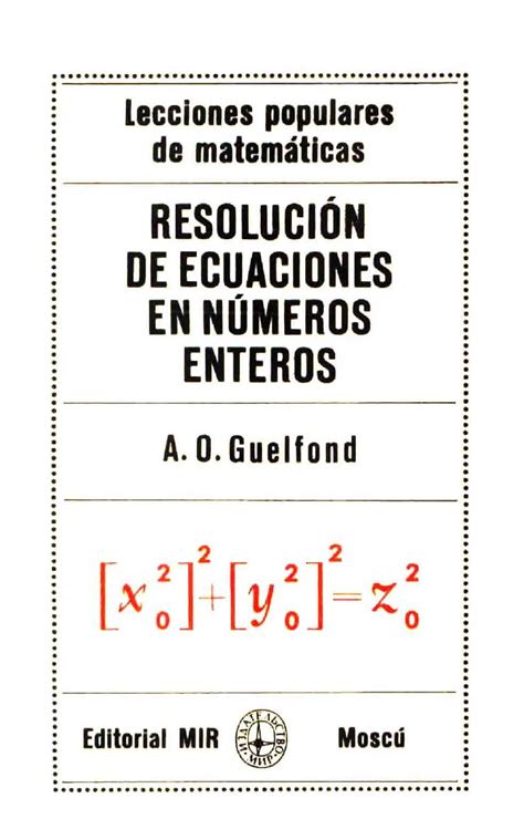 Resolución De Ecuaciones En Números Enteros Lecciones Populares De