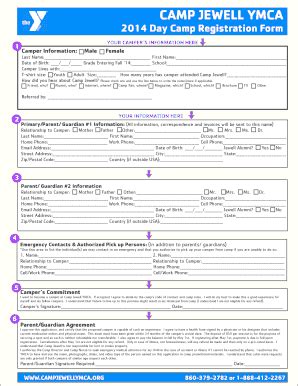 Fillable Online Camp Jewell Day Camp Registration Form Camp