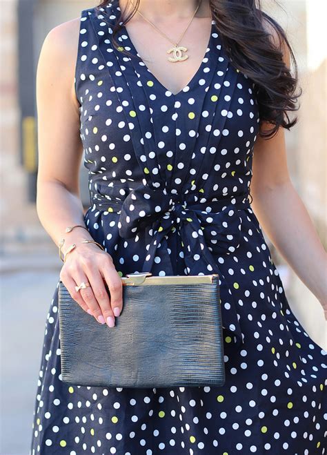 Ann Taylor Factory Polkadot Pleated Dress + Neon Yellow Heels - Stylish ...